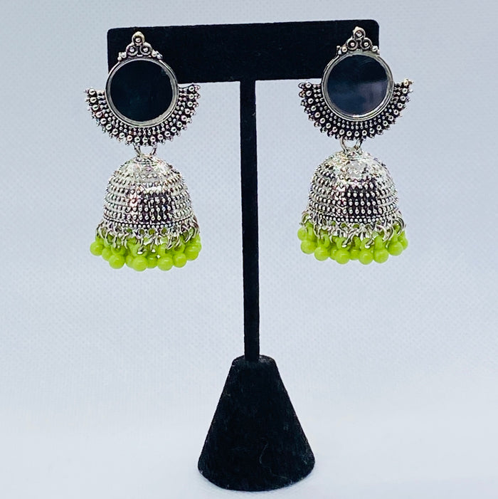 Eyras Moon Mirror Bell Jhumka Earrings