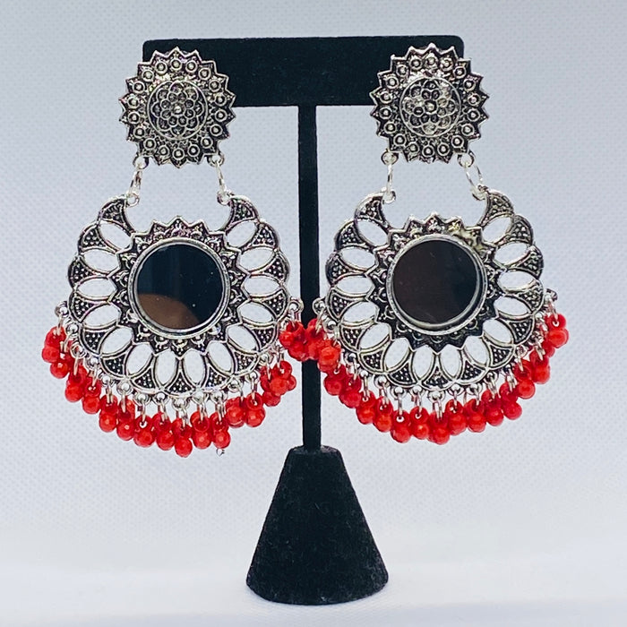 Eyras Layered Round  Sun-Mirror Dangling Jhumka Earring