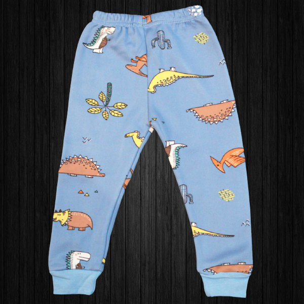 Pajama/ Loungewear Soft Sherpa Fleece Lined For Winter With Dino Print