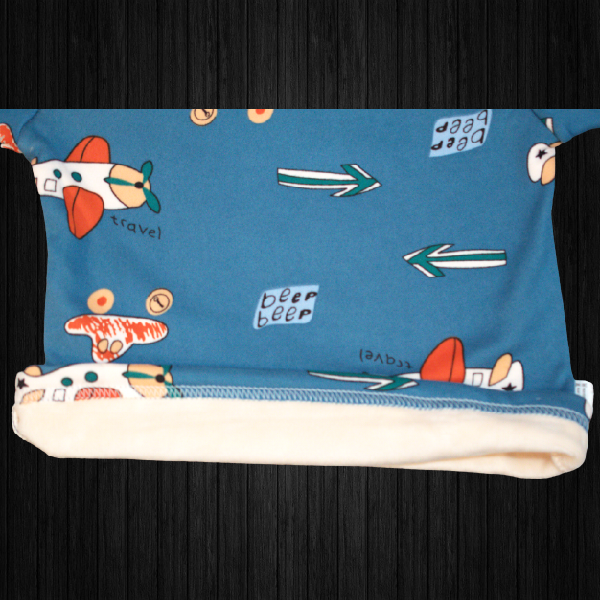 Kids Soft  Fleece Lined with Blue Plane Print Pajamas/ Loungewear