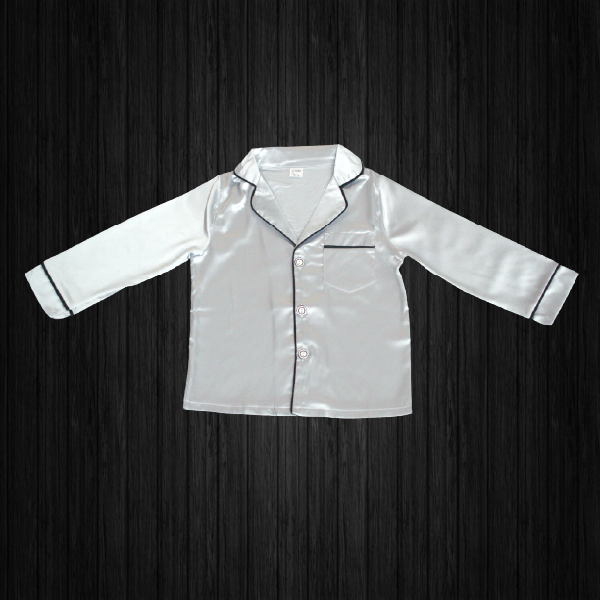 Kids Pajama Set Sleepwear/Loungewear Grey Silver Silk/Satin Button-down