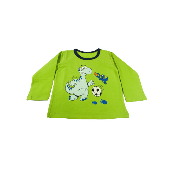 Full Sleeve Cotton Pajama / Loungewear With Green Dino Print