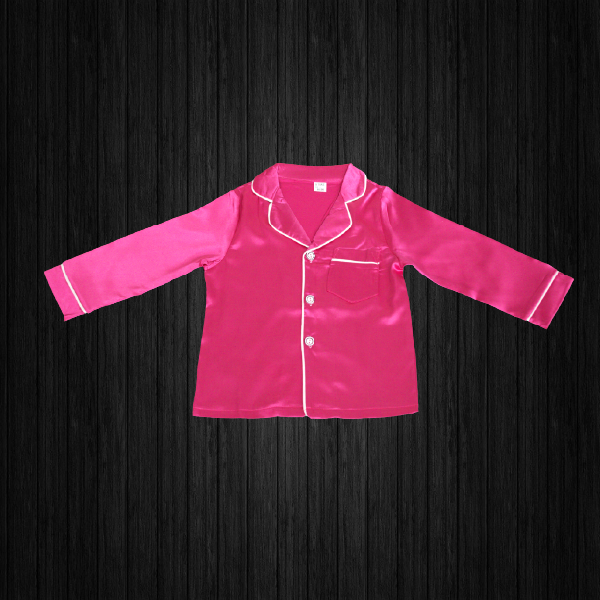 Kids Pajama Set Sleepwear/Loungewear Hot Pink Silk/Satin Button-down