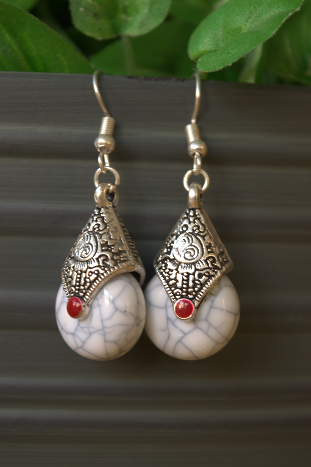 German Silver Dangle Drop Earrings Available In Multiple colors For Women And Young Girls