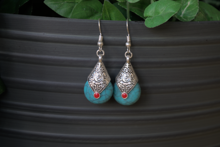 German Silver Dangle Drop Earrings Available In Multiple colors For Women And Young Girls