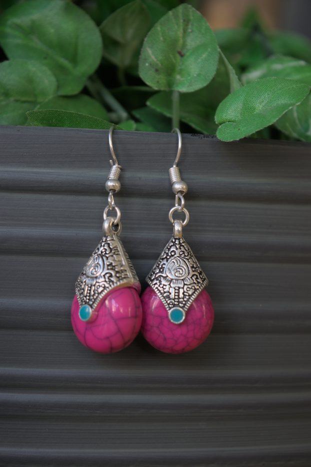 German Silver Dangle Drop Earrings Available In Multiple colors For Women And Young Girls