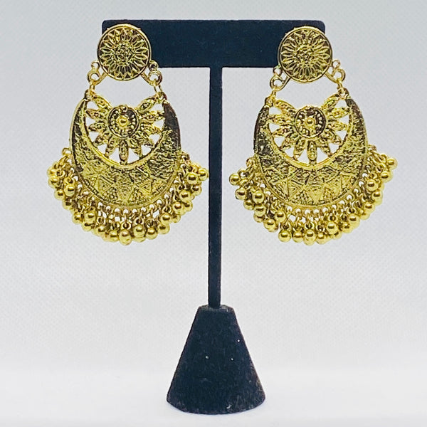 Eyras Half Moon with Sun Layered Dangling Earring Jumka