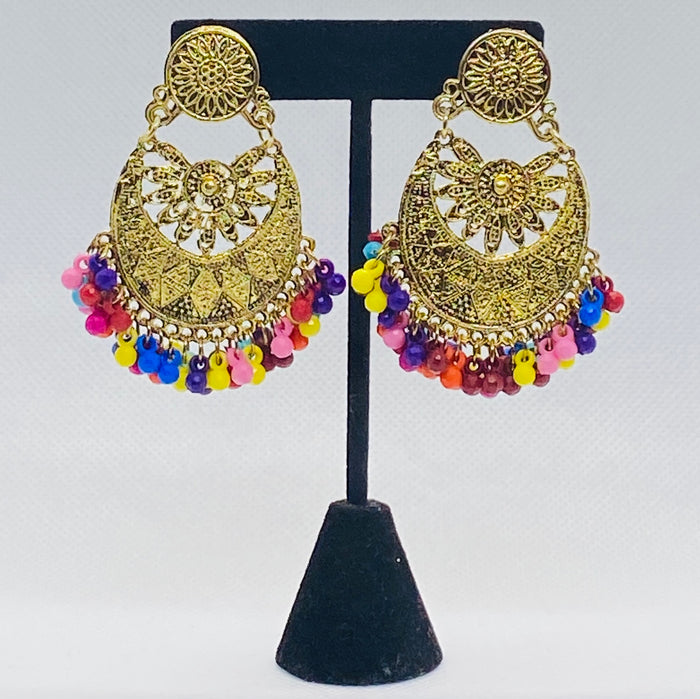 Eyras Half Moon with Sun Layered Dangling Earring Jumka