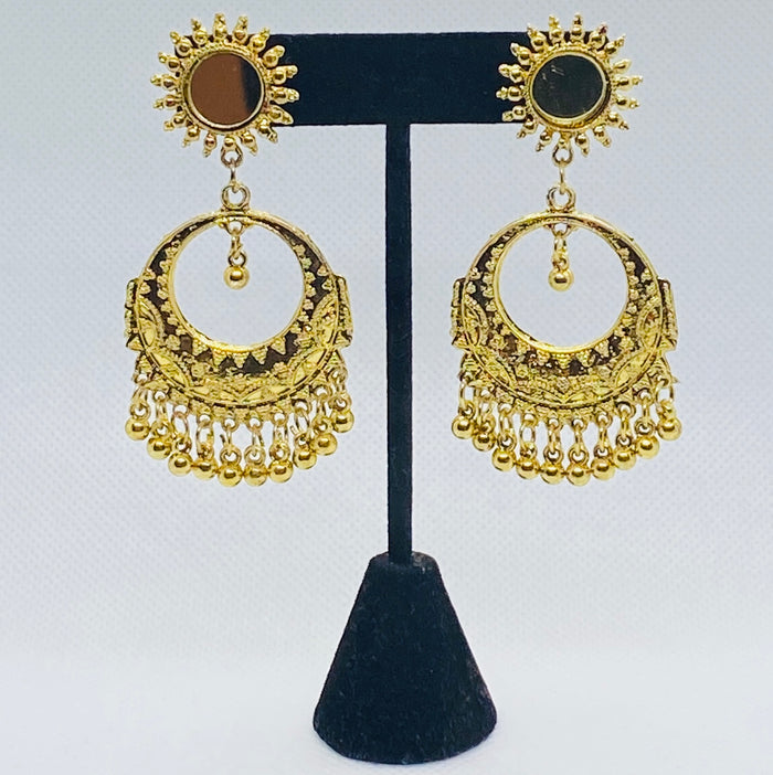 Elegant Sun Moon Mirror dangling Earring Jhumka