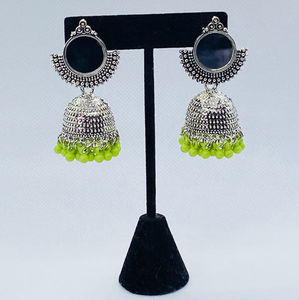 Eyras Moon Mirror Bell Jhumka Earrings