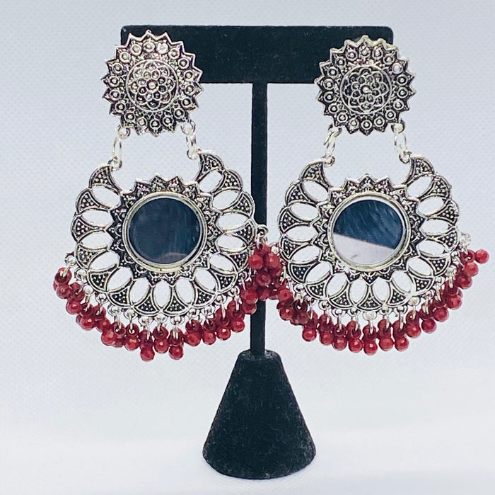 Eyras Layered Round  Sun-Mirror Dangling Jhumka Earring