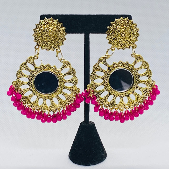 Eyras Layered Round  Sun-Mirror Dangling Jhumka Earring