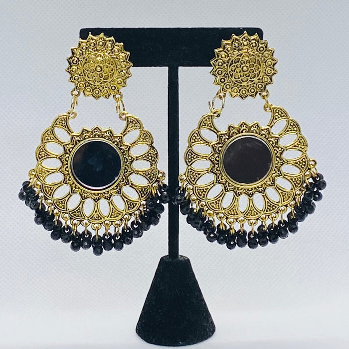 Eyras Layered Round  Sun-Mirror Dangling Jhumka Earring