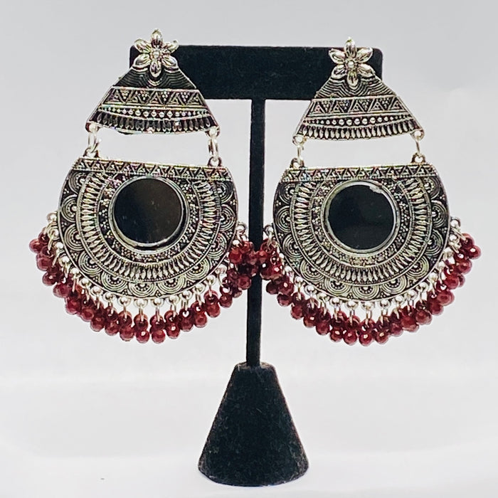 Gypsy Sun Design Layered Earring Jhumka With Mirror And Beads