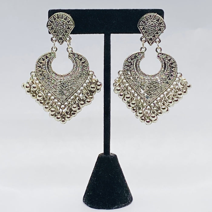 Heartshaped Layered Dangling Earring Jhumkas With Bell Balls