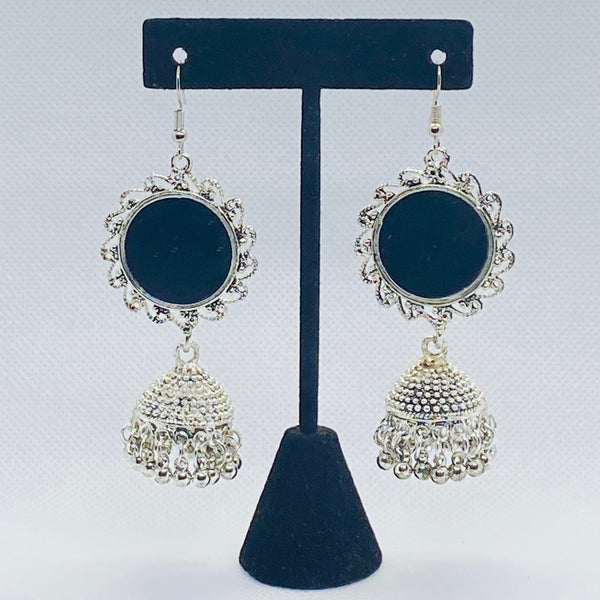 Eyeras Simple Bell Dangling Jhumka With Mirror Earring