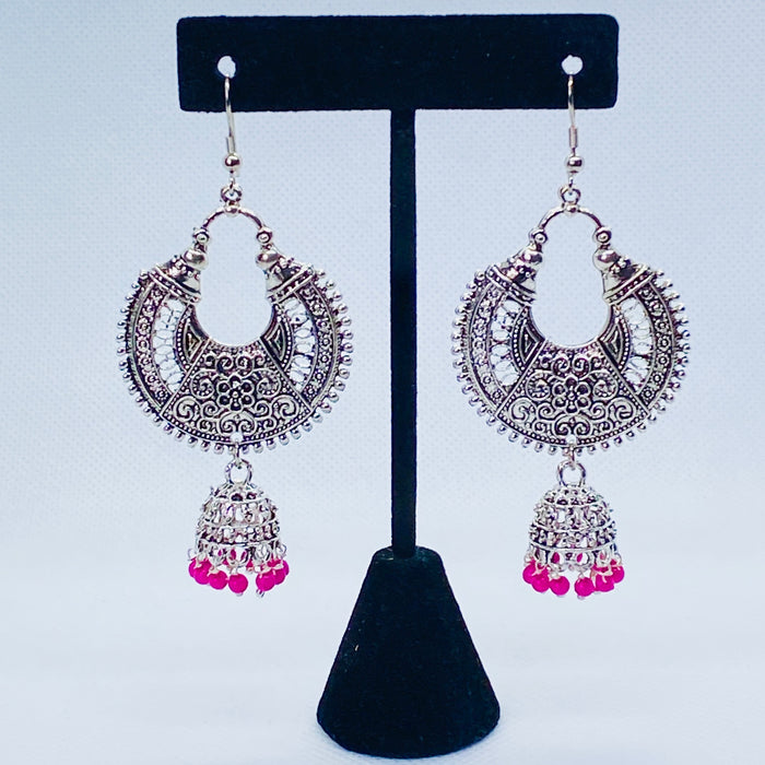 Stylish Moon Shaped Jhumka With Intricate Designs And Bell Jhumki