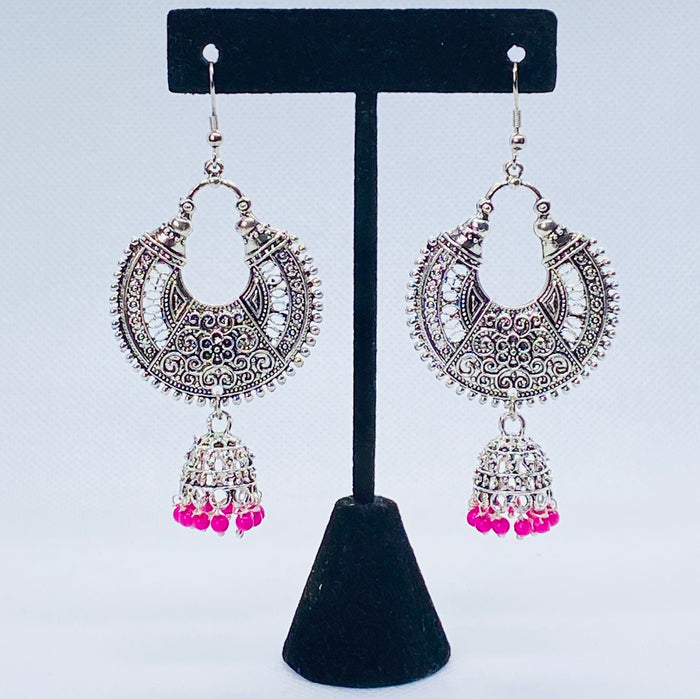 Stylish Moon Shaped Jhumka With Intricate Designs And Bell Jhumki