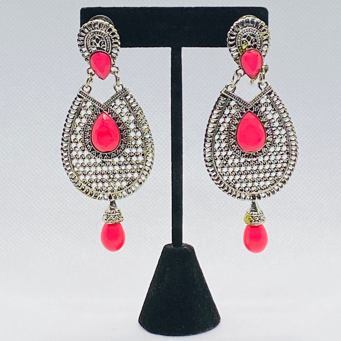 Lightweight Silver Colored Teardrop Filigree  Earring