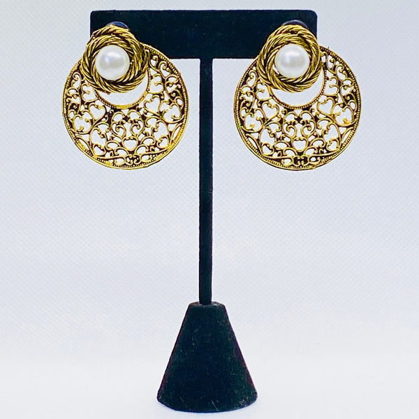 Eyras Two In One Gold Tone Circle  Stud Earring