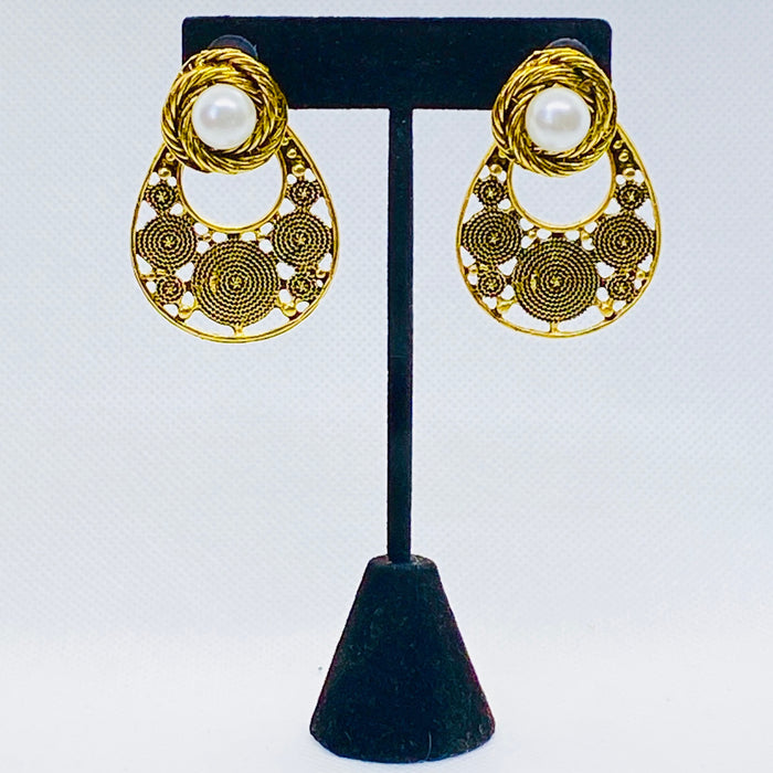 Two In One Gold tone Stud Earring