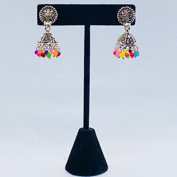 Eyras Everyday Wear Small Bell Jhumka  Earring With Multicolored Beads