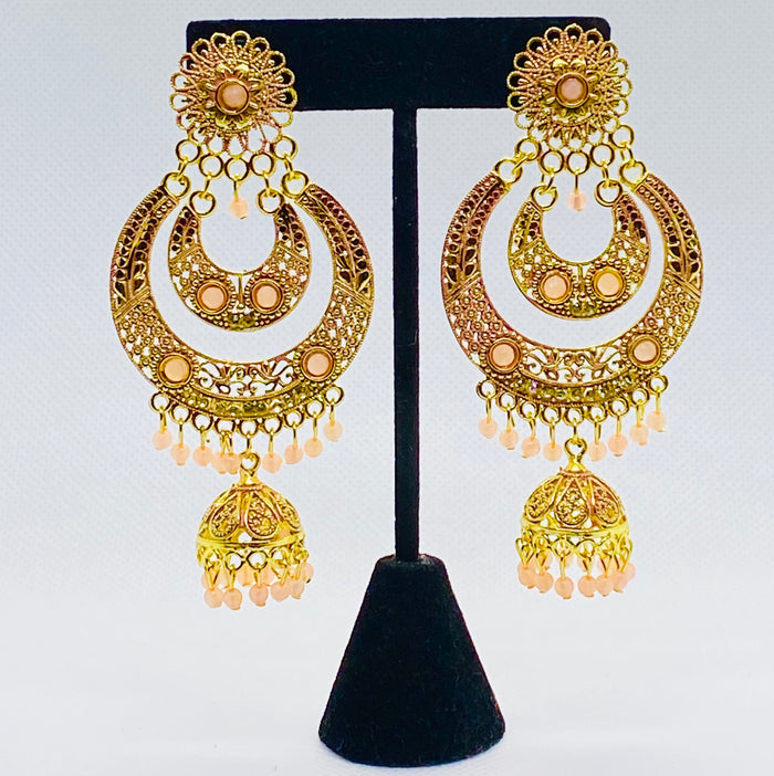 Fashion Earring Eyras Double Crescent Moon With Bell Jhumka Earring