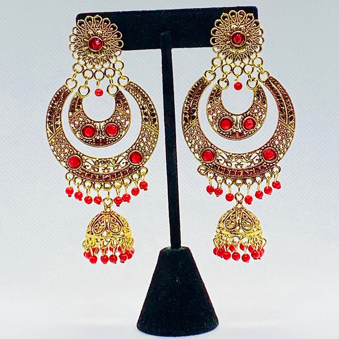 Fashion Earring Eyras Double Crescent Moon With Bell Jhumka Earring