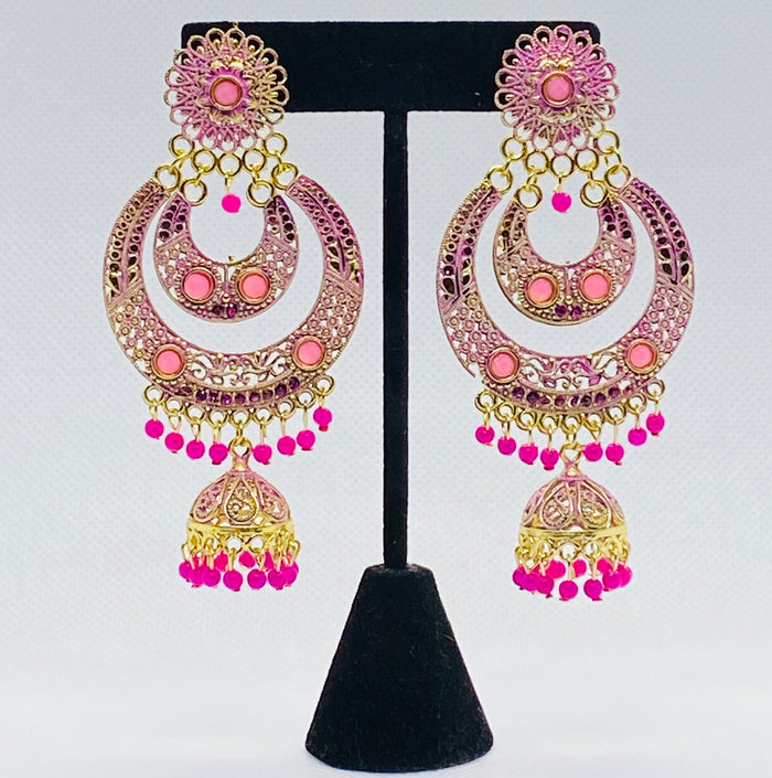 Fashion Earring Eyras Double Crescent Moon With Bell Jhumka Earring