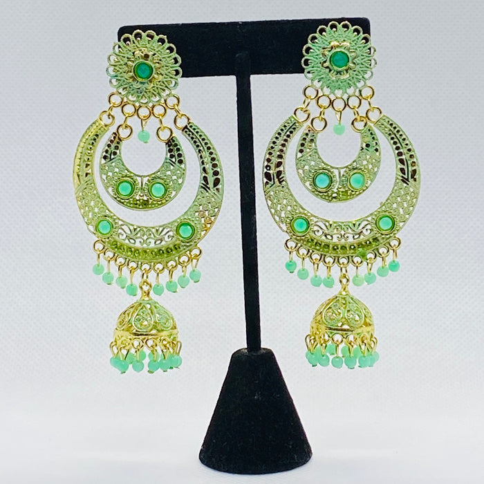 Fashion Earring Eyras Double Crescent Moon With Bell Jhumka Earring