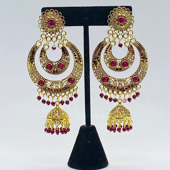 Fashion Earring Eyras Double Crescent Moon With Bell Jhumka Earring