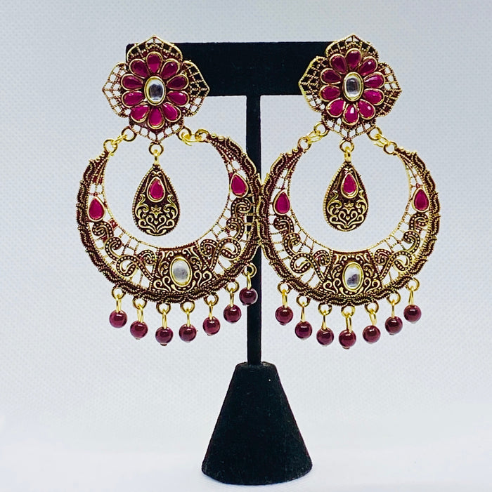 Dangling Charming Multicolor Chandbalis Moon Shaped Jhumka Earring