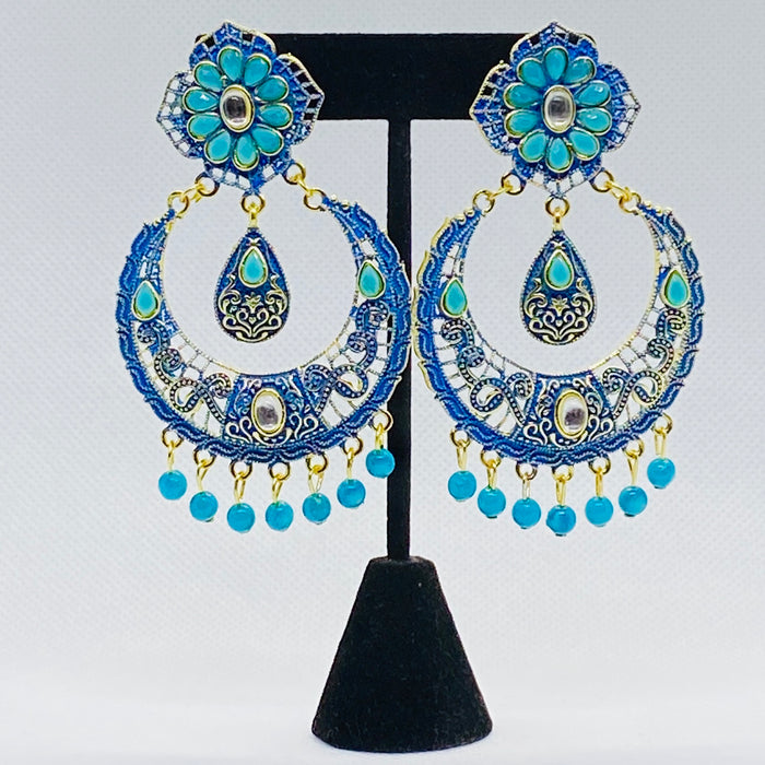 Dangling Charming Multicolor Chandbalis Moon Shaped Jhumka Earring