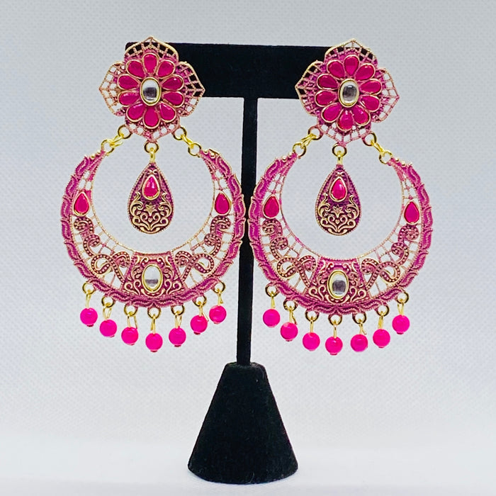 Dangling Charming Multicolor Chandbalis Moon Shaped Jhumka Earring