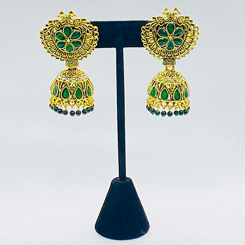 Eyras Bell Jhumka With Elegant Peacock Design And Faux Pearls