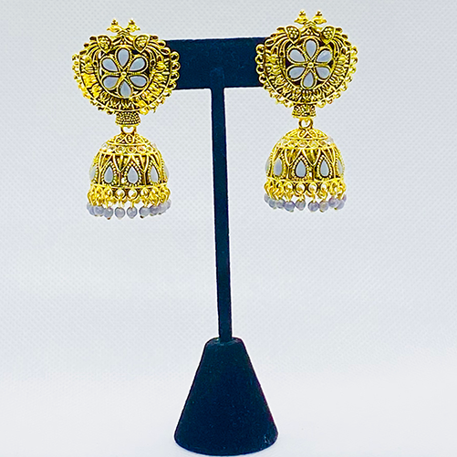 Eyras Bell Jhumka With Elegant Peacock Design And Faux Pearls