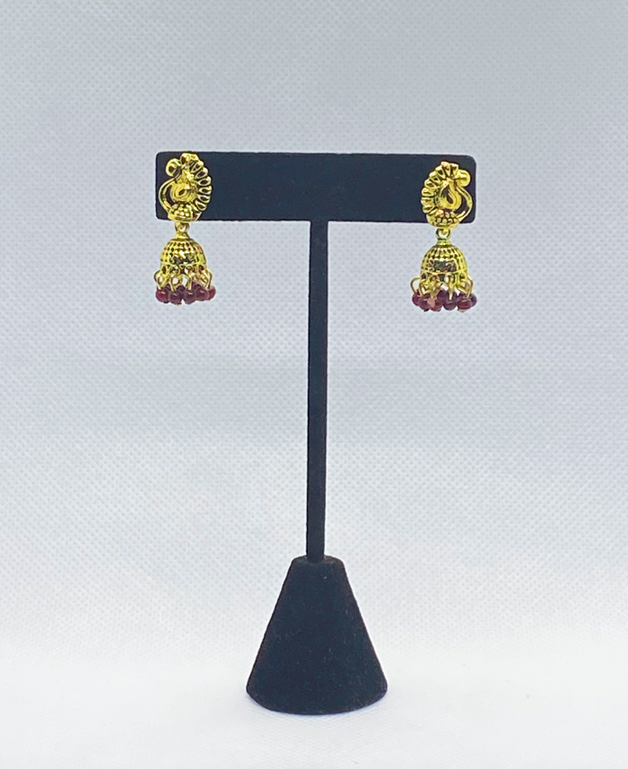 Jhumka With Bell With Small Golden Peacock