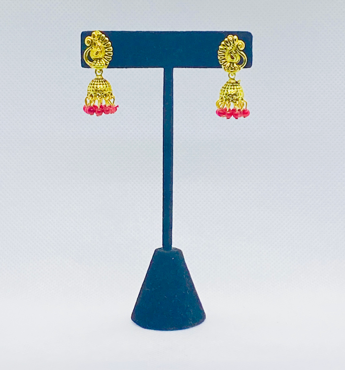 Jhumka With Bell With Small Golden Peacock