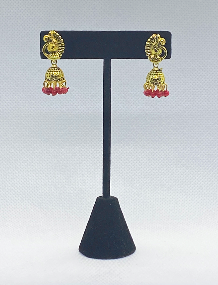 Jhumka With Bell With Small Golden Peacock