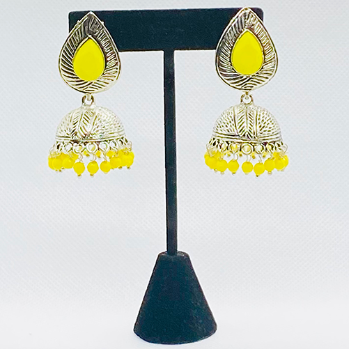 Eyras Teardrop Bell Jhumka Earring With Colored Beads