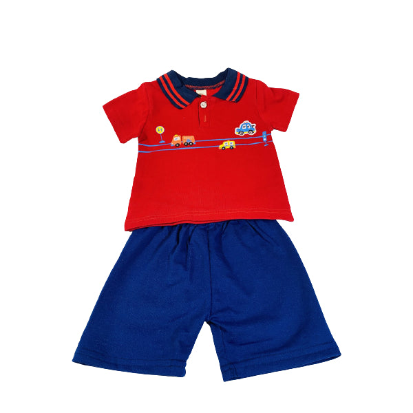 Cars Red Polo Cotton Shirt And Short Set