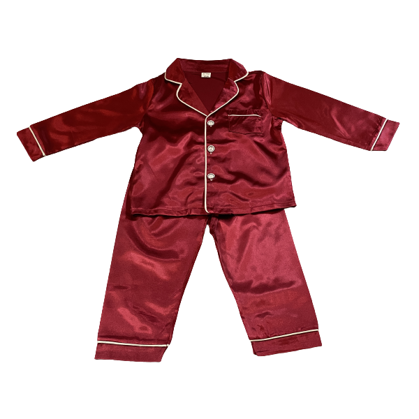 Kids Button-down Silk Satin Pajama Set Sleepwear/Loungewear