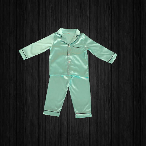 Kids Silk/ Satin Button-down Two Piece Pajama Set Sleepwear/Loungewear