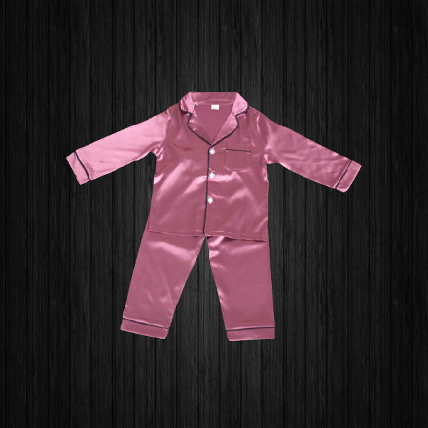 Kids Pajama Set Sleepwear/Loungewear Satin Button-down