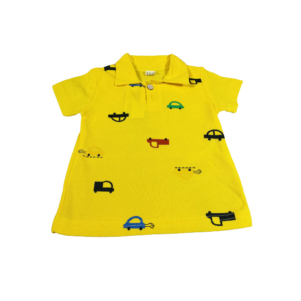 Cars Yellow Polo Cotton Shirt and Short Set