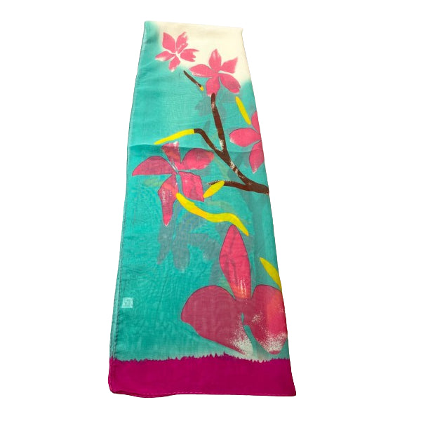 Chiffon Scarf With Flower Print