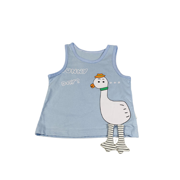 Kids Vest and Short Soft Cotton Vest Set With Sunny Day Duck Print