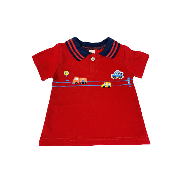 Cars Red Polo Cotton Shirt And Short Set