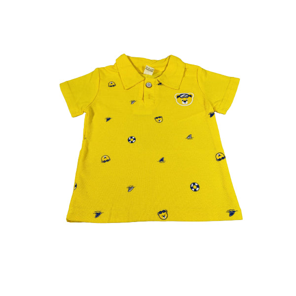 Bunny Yellow Polo  Cotton Shirt And Short Set