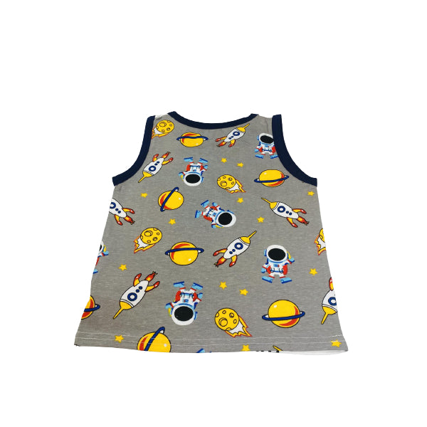 Kids Vest And Short Soft Cotton Set With Explore the Universe Print